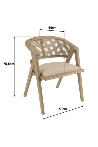 Chaise en frêne et rotin Pierre - 59 x 75,5 X 56 cm