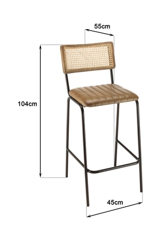 2 tabourets de bar en manguier et rotin Marcel - 45 x 104 x 55 cm