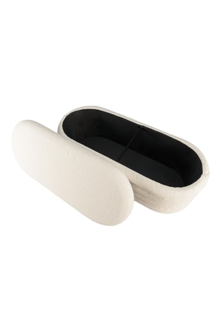 Banc-coffre - Ecru - En tissu bouclette