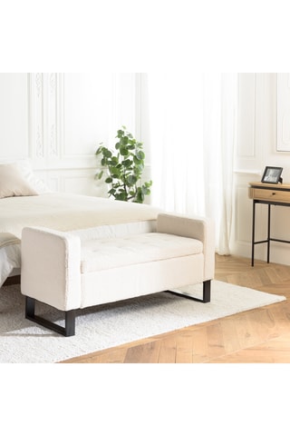 Banc-coffre - Ecru - En polyester