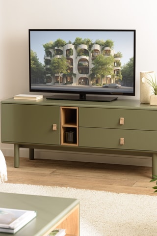 Meuble TV 1 porte en bois Ethan - 140 x 40 x 55 cm