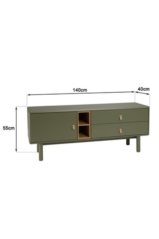 Meuble TV 1 porte en bois Ethan - 140 x 40 x 55 cm