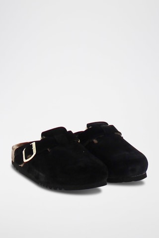 Chaussons fourrés en nubuck Fae Noir