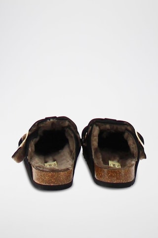 Chaussons fourrés en nubuck Fae Noir
