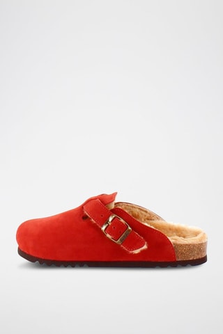 Chaussons fourrés en nubuck Fae Rouge