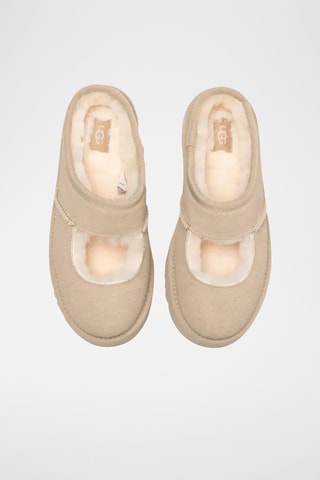 Chausson fourrés en nubuck Mary Jane - Beige