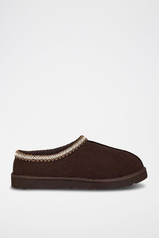 Chaussons fourrés en nubuck Tasman - Marron foncé