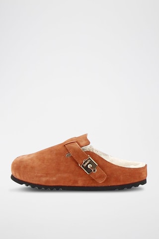 Sabots fourrés en nubuck Grace Camel