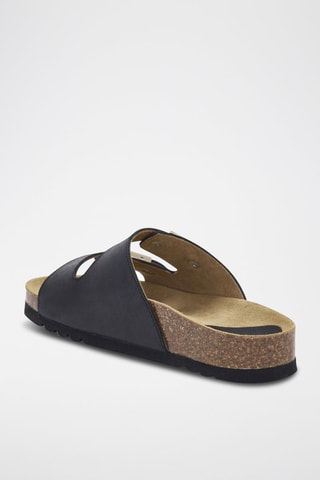 Mules en cuir Alba Bleu marine