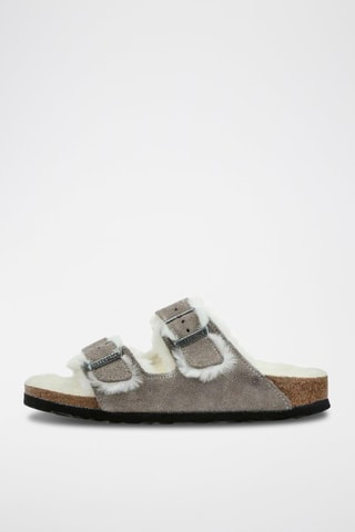 Mules fourrées en nubuck Arizona -  Gris