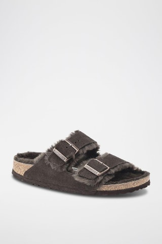 Mules fourrées en nubuck Arizona - Marron