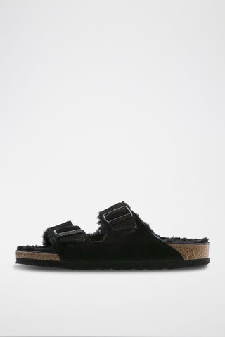 Mules fourrées en nubuck Arizona  - Noir