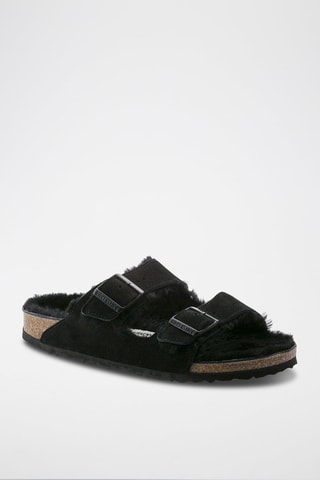 Mules fourrées en nubuck Arizona  - Noir