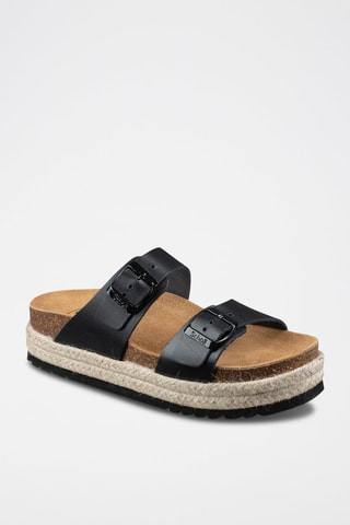 Mules plateformes en cuir Ines Noir