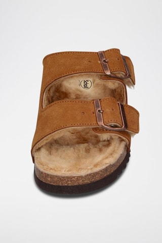 Mules fourrées en nubuck Josephine - Camel