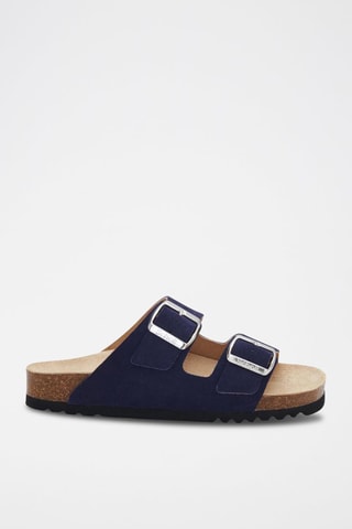 Mules en nubuck Josephine Bleu marine
