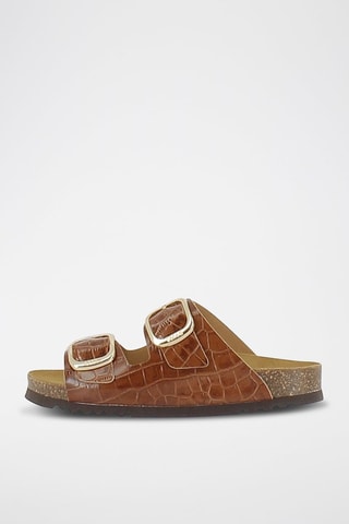 Mules en cuir Noelle Camel