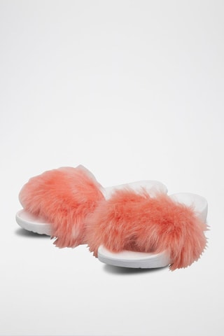 Mules en peau de mouton Royale Corail