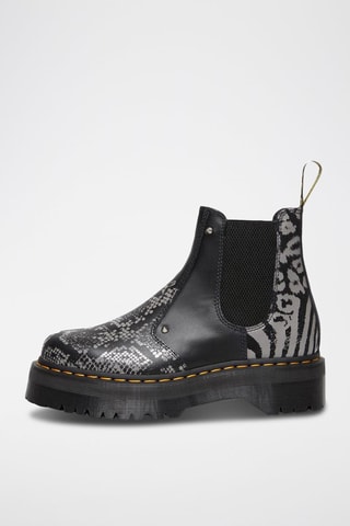 Bottines Chelsea en cuir 2976 Quad Platforme - Noir et gris