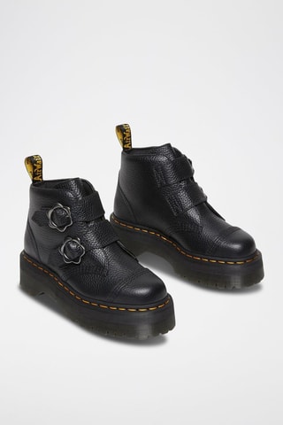 Bottines plateformes en cuir Devon Flower - Noir