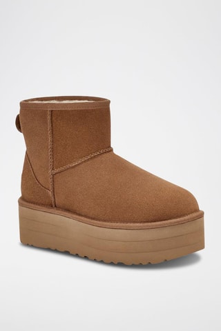 Bottines plateformes en nubuck Classic Mini - Camel