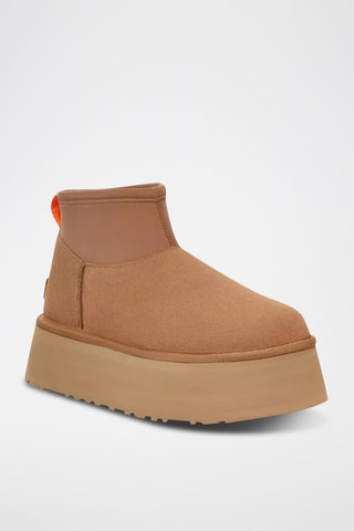 Bottines plateformes en nubuck Classic Mini Dipper - Noisette