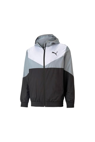 Veste de survêtement à capuche Windbreaker - Gris et noir