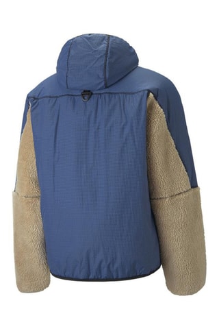 Blouson polaire sherpa à capuche Bleu et beige