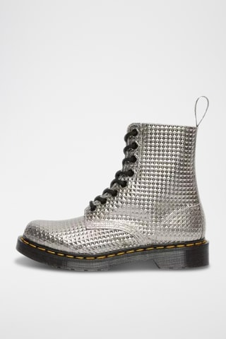 Bottines en cuir  Stud Emboss - Argenté