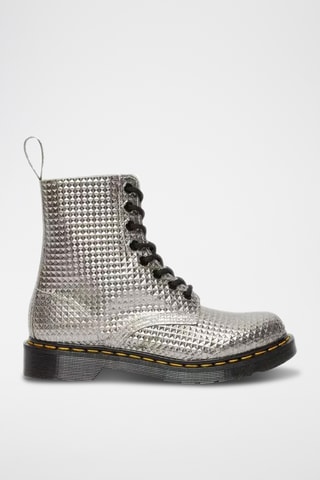 Bottines en cuir  Stud Emboss - Argenté
