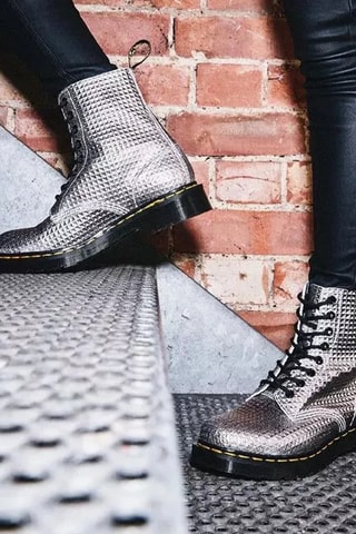 Bottines en cuir  Stud Emboss - Argenté