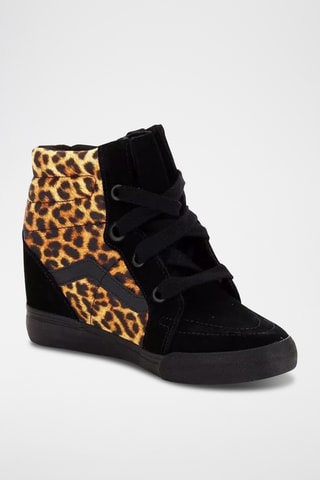 Baskets compensées en nubuck Sk8 High Wedge - Noir