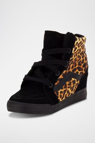 Baskets compensées en nubuck Sk8 High Wedge - Noir