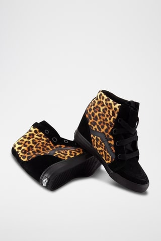 Baskets compensées en nubuck Sk8 High Wedge - Noir