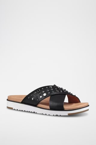 Mules en cuir Kari - Noir et beige