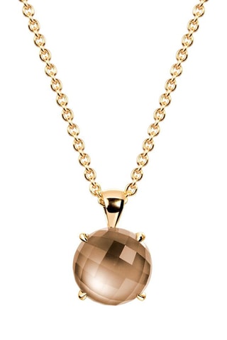 Collier Argent plaqué or jaune et quartz fumé