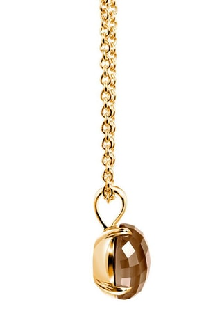 Collier Argent plaqué or jaune et quartz fumé