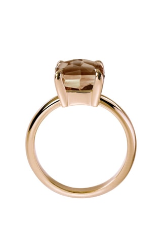 Bague - Argent plaqué or jaune et quartz fumé