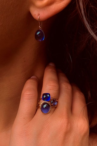 Boucles d'oreilles - Argent plaqué or rose et tanzanite
