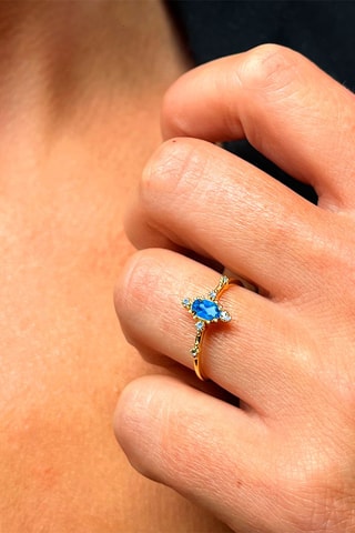 Bague - Argent plaqué or jaune et topazes