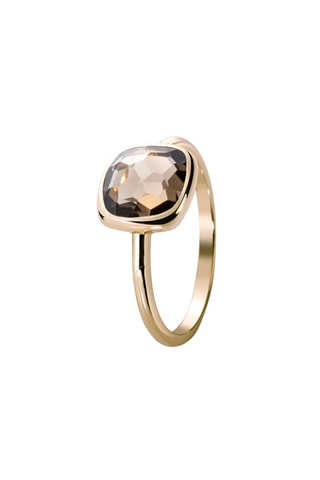 Bague - Argent plaqué or jaune et quartz fumé
