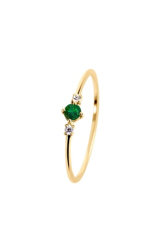 Bague Argent plaqué or jaune et émeraude