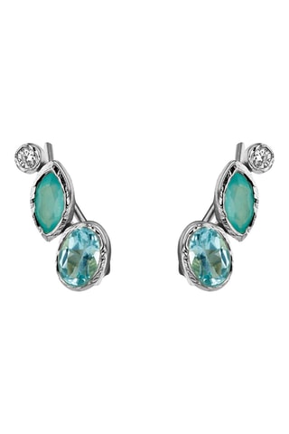 Boucles d'oreilles Argent, topazes et calcédoines