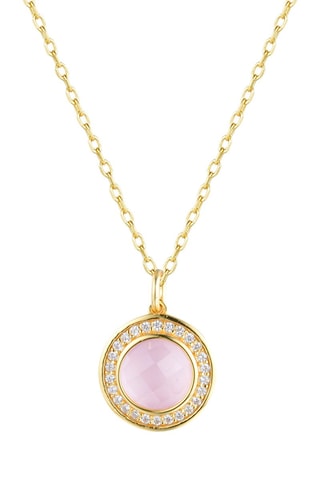 Collier - Argent doré à l'or fin jaune et quartz rose