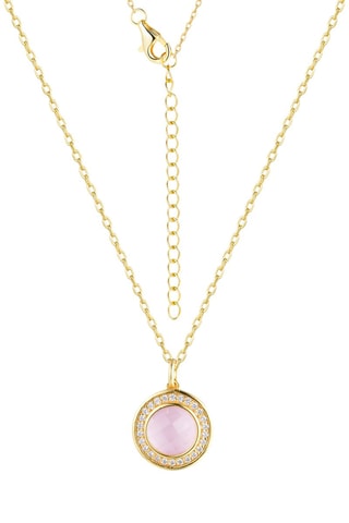 Collier - Argent doré à l'or fin jaune et quartz rose