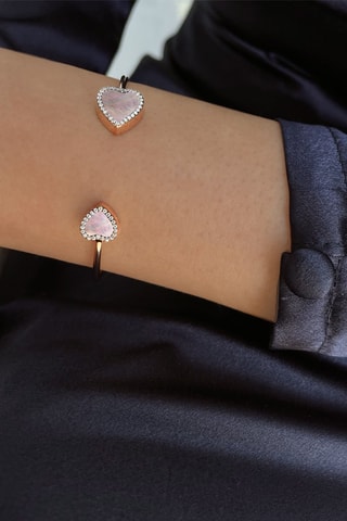 Jonc Argent plaqué or rose et nacre