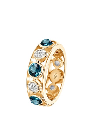 Bague - Argent plaqué or jaune, topazes et zircons