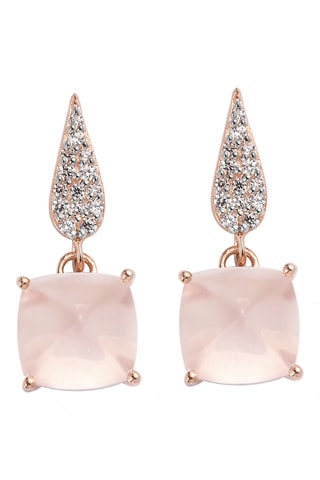 Boucles d'oreilles - Argent plaqué or rose et quartz rose