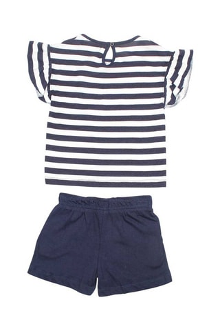 T-shirt en Short - Wit, blauw en roze