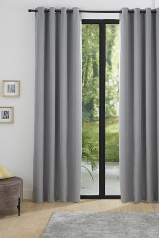 Rideau occultant thermique - Gris - 140 x 260 cm
